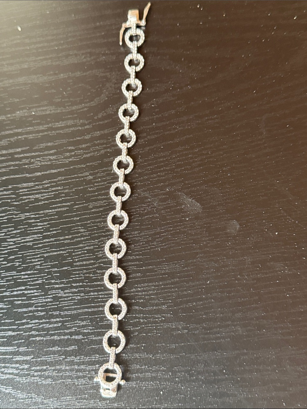 Sterling Silver Diamond Circle Link Bracelet - Silver